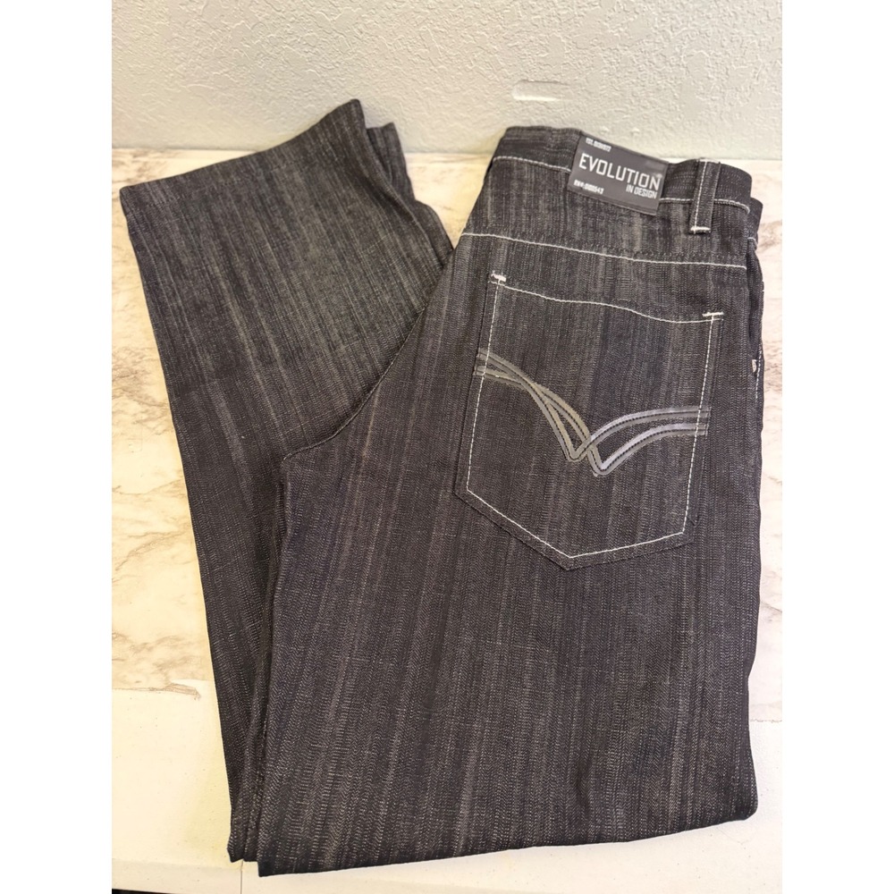 Evolution In Design Mens Black Contrast Stitch Jeans 32x32 Streetwear Y2K